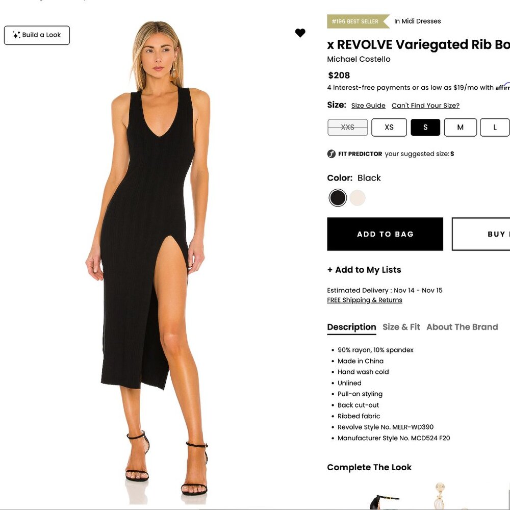 x REVOLVE Black  Rib Bodycon Dress Michael Costello brand:Michael Costello